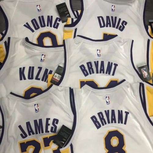 Los Angeles Lakers Camiseta cuello pico Nick Young #0 Blanco Hombre