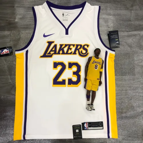 Los Angeles Lakers V-hals LeBron James #23 Wit Heren Jersey