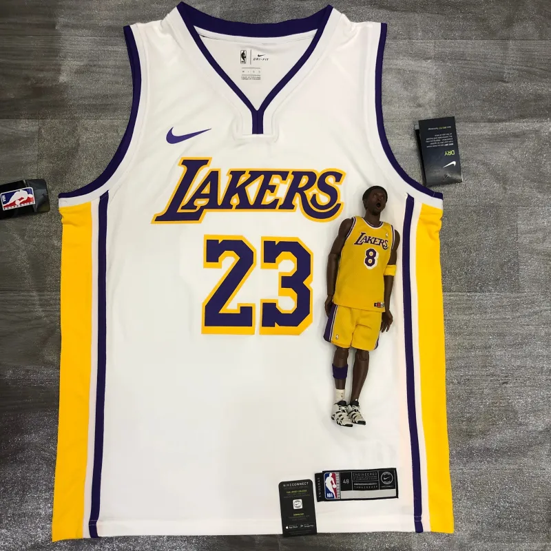 Los Angeles Lakers V-Neck LeBron James #23 White Men’s Jersey