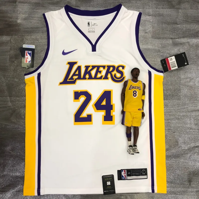 Los Angeles Lakers V-Neck Kobe Bryant #24 White Men’s Jersey