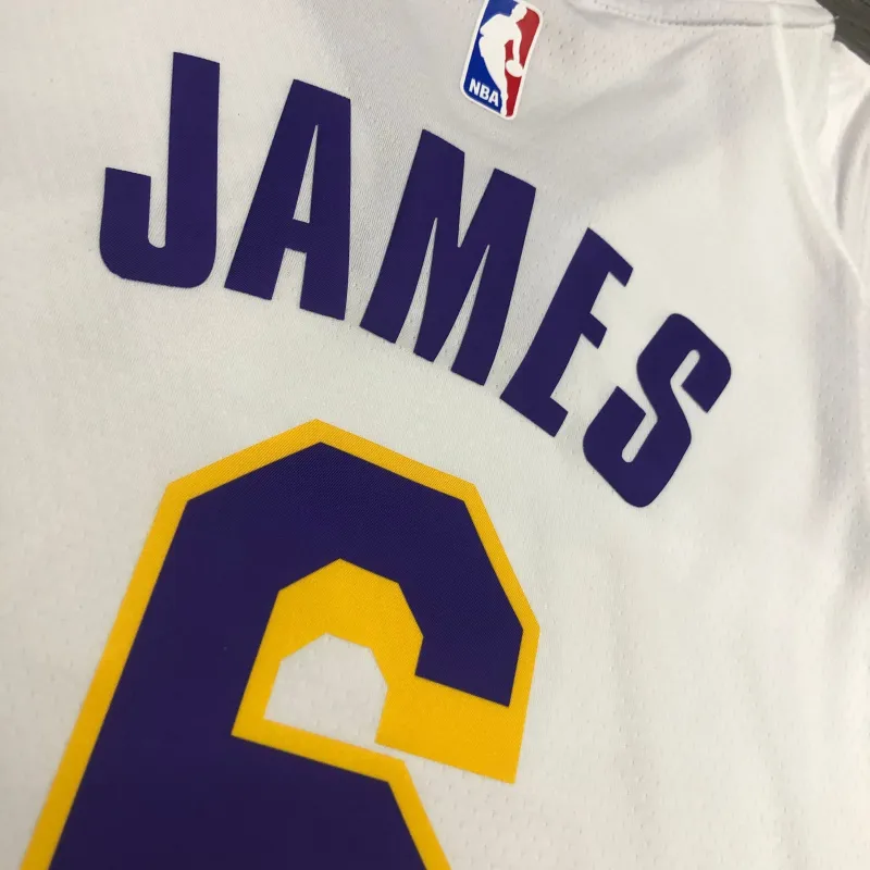 Los Angeles Lakers V-Neck LeBron James #6 White Men’s Jersey