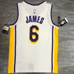 Los Angeles Lakers V-Neck LeBron James #6 White Men’s Jersey