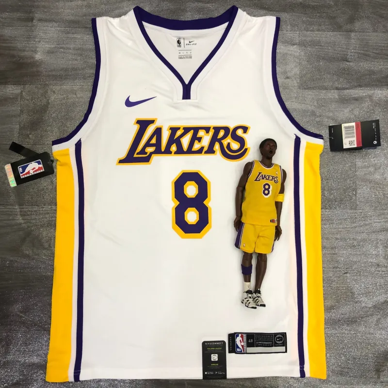 Maglia da uomo bianca con scollo a V dei Los Angeles Lakers, modello Kobe Bryant #8