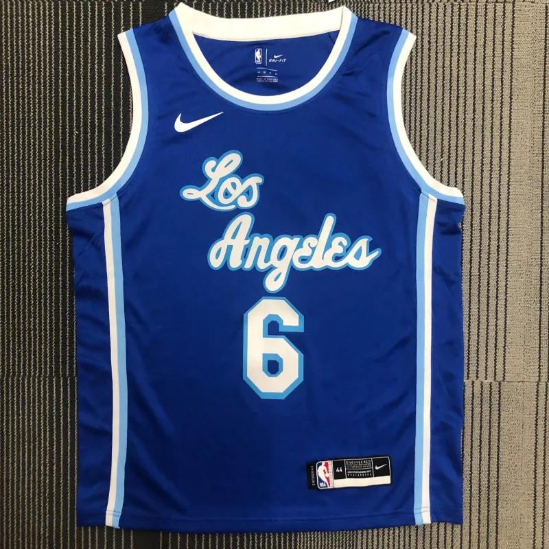 Maglia da uomo blu dei Los Angeles Lakers con il numero #6 di LeBron James