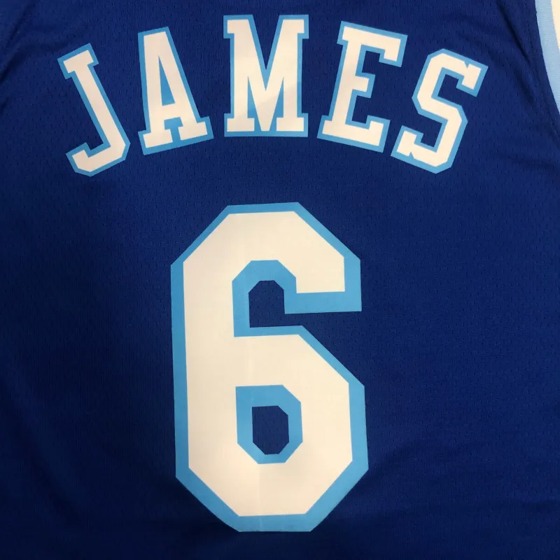 Maglia da uomo blu dei Los Angeles Lakers con il numero #6 di LeBron James