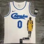 Maglia Los Angeles Lakers Retro Latin Singer Collaboration Kyle Kuzma #0 Uomo Bianco Los Angeles Lakers Retro Latin Singer Collaboration Kyle Kuzma #0 Maglia da Uomo Bianca