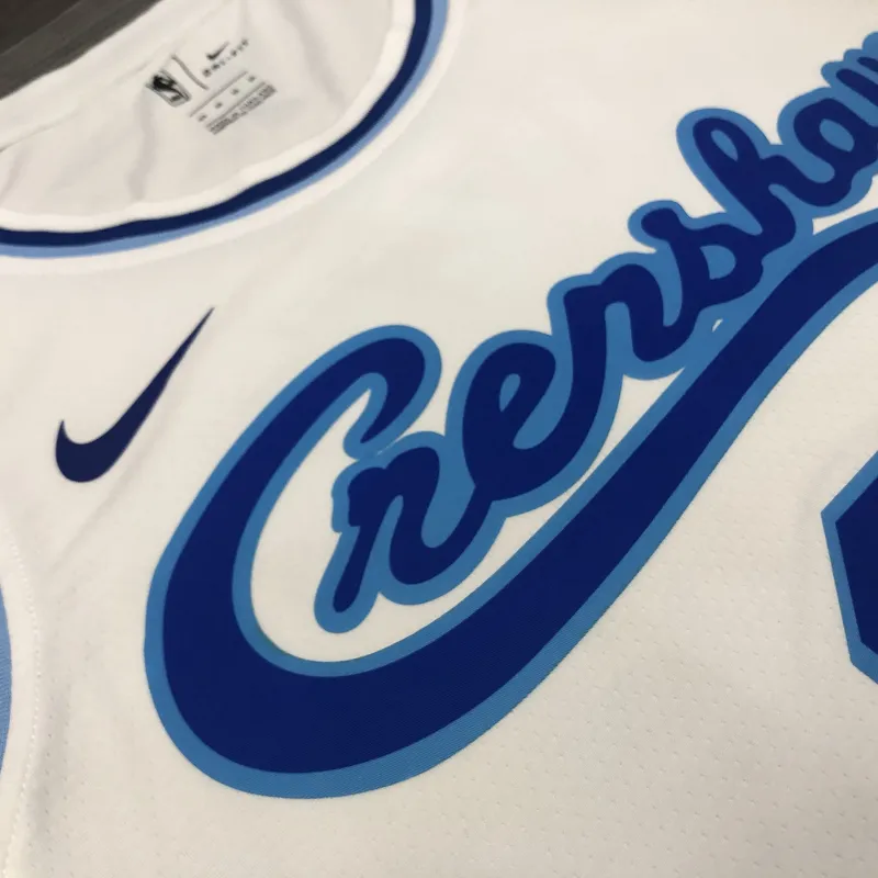 Los Angeles Lakers Retro Latin Singer Collaboration Kyle Kuzma #0 Maglia da Uomo Bianca