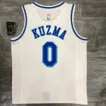 Los Angeles Lakers Retro Latin Singer Collaboration Kyle Kuzma #0 Maglia da Uomo Bianca