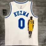 Los Angeles Lakers Retro Latin Singer Collaboration Kyle Kuzma #0 Maglia da Uomo Bianca