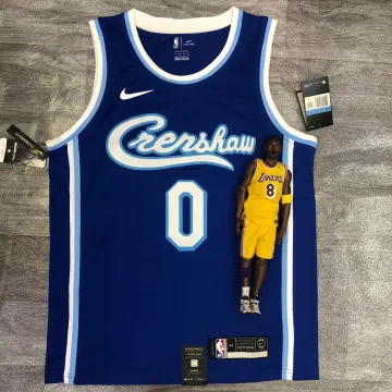Los Angeles Lakers Retro Latin Singer Collaboration Kyle Kuzma #0 Bleu Maillot Hommes