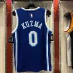 Los Angeles Lakers Retro Latin Singer Collaboration Kyle Kuzma #0 Blauw Herenshirt