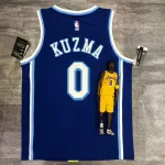 Los Angeles Lakers Retro Latin Singer Collaboration Kyle Kuzma #0 Blauw Herenshirt