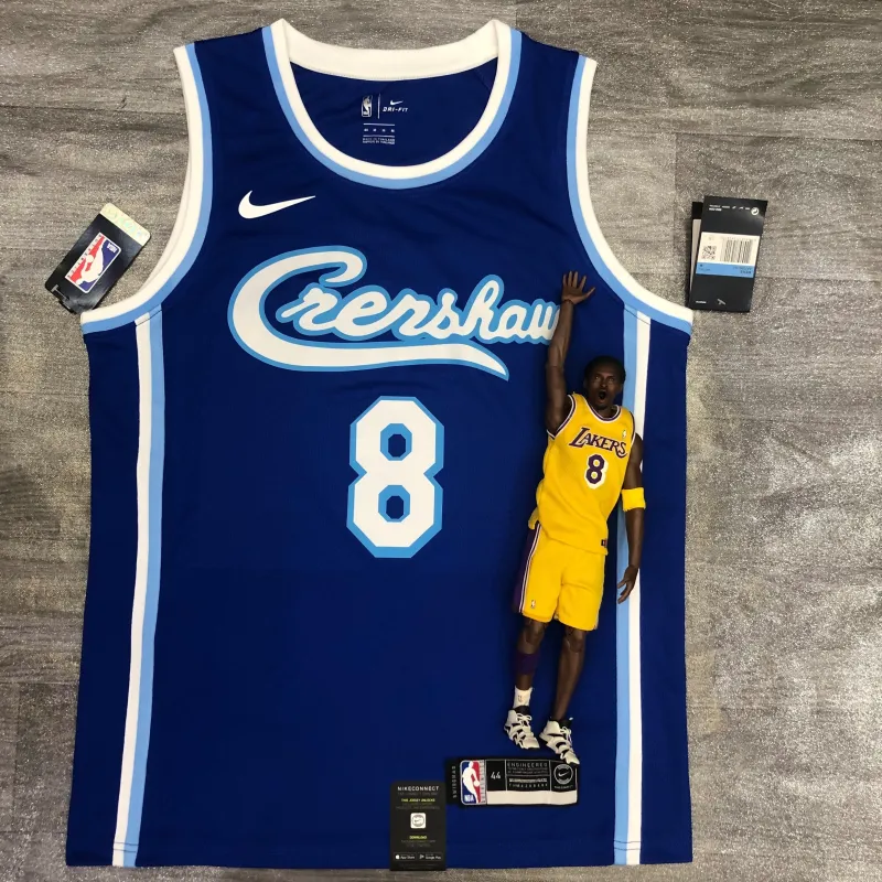 Maglia da uomo blu dei Los Angeles Lakers Retro Latin Singer Collaboration Kobe Bryant #8.