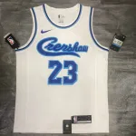 Los Angeles Lakers Retro Latin Singer Collaboration LeBron James #23 White Men’s Jersey