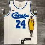 Los Angeles Lakers Retro Latin Singer Collaboration Kobe Bryant #24 Maglia da uomo bianca Los Angeles Lakers Retro Latin Singer Collaboration Kobe Bryant #24 White Men’s Jersey