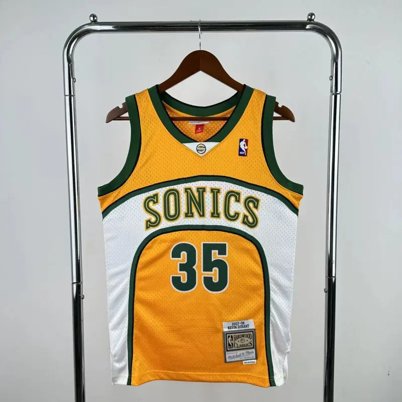 Maglia da uomo dei Seattle SuperSonics, modello Mitchell & Ness Classic Yellow, Kevin Durant #35, stagione 2007-08.