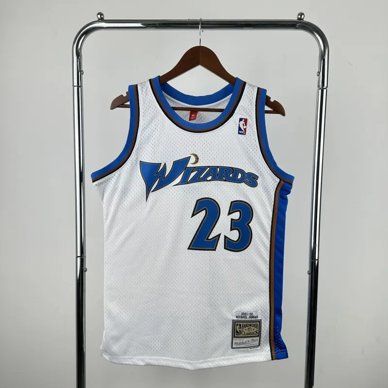 2001-02 Washington Wizards Mitchell & Ness Classic White Michael Jordan #23 Men’s Jersey