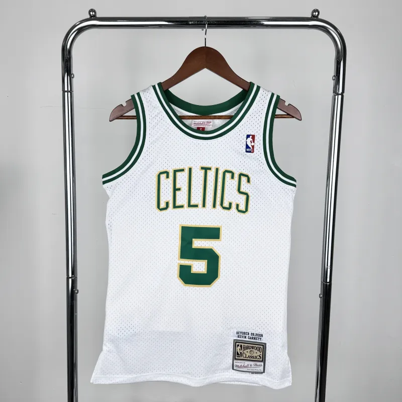 2008/09 Boston Celtics Mitchell & Ness Retro Kevin Garnett #5 Platinum herenshirt