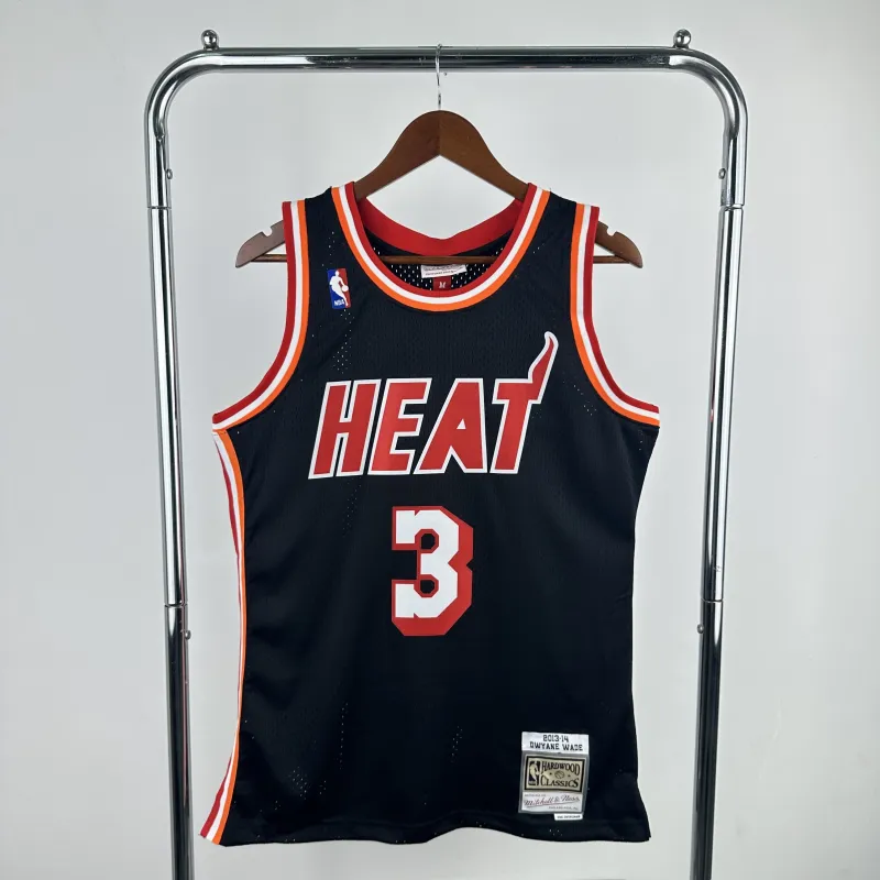 2013/14 Miami Heat Mitchell & Ness Retro Dwyane Wade #3 Camisola para homem