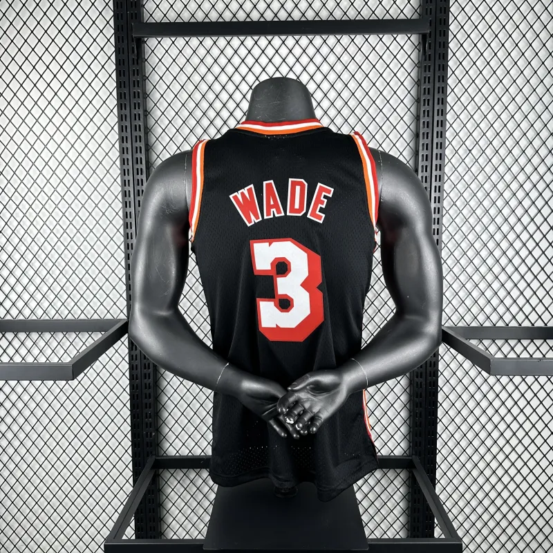 2013/14 Miami Heat Mitchell & Ness Retro Dwyane Wade #3 Camisola para homem