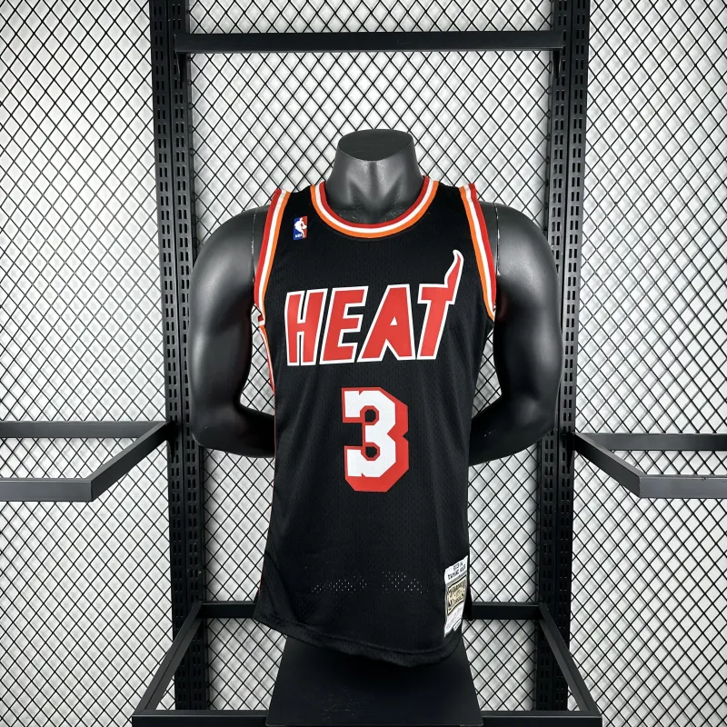 2013/14 Miami Heat Mitchell & Ness Retro Dwyane Wade #3 Camisola para homem