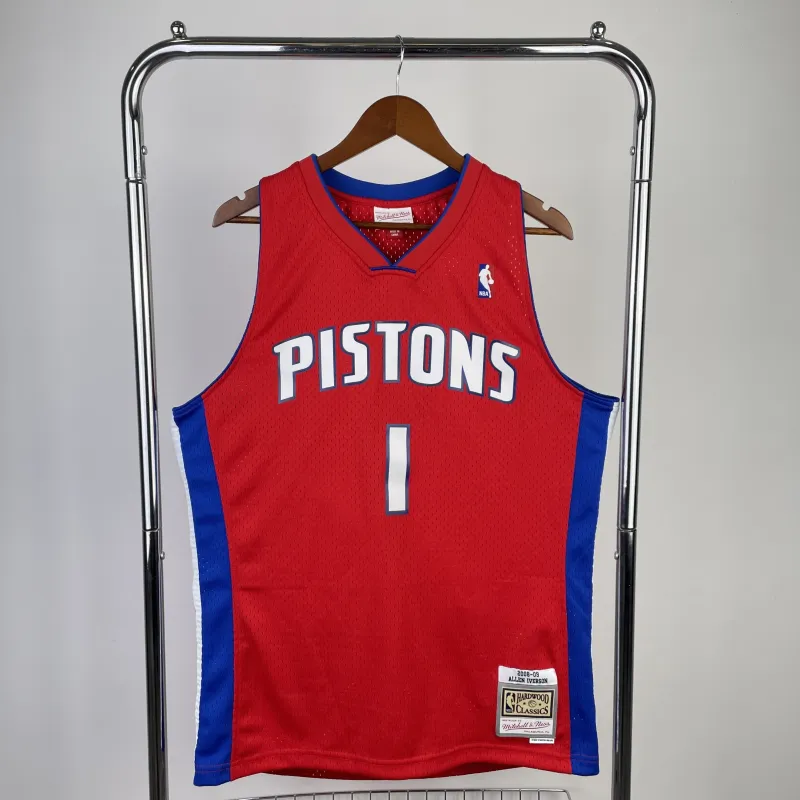 Detroit Pistons Mitchell & Ness Klassisch Rot Allen Iverson #1 Herren Trikot