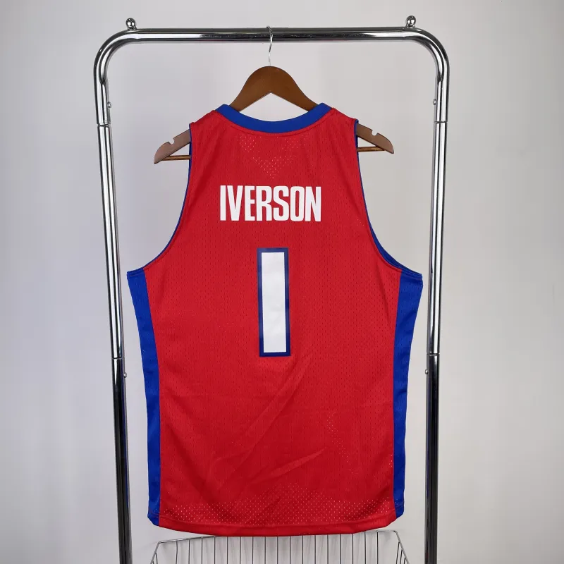 Detroit Pistons Mitchell & Ness Klassisch Rot Allen Iverson #1 Herren Trikot