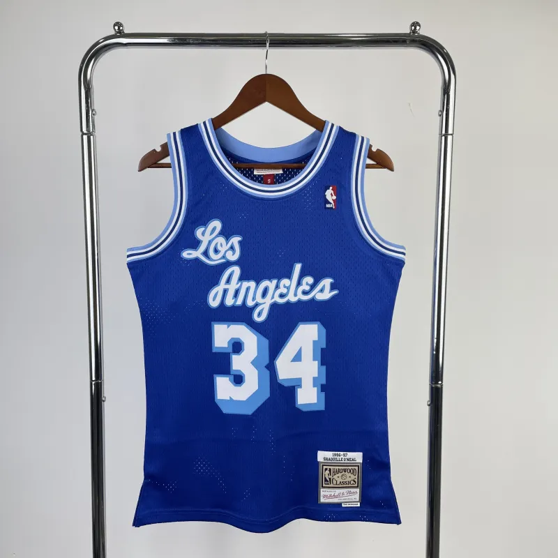 1996/97 Los Angeles Lakers Mitchell & Ness Retro Shaquille O’Neal #34 Blue Men’s Jersey