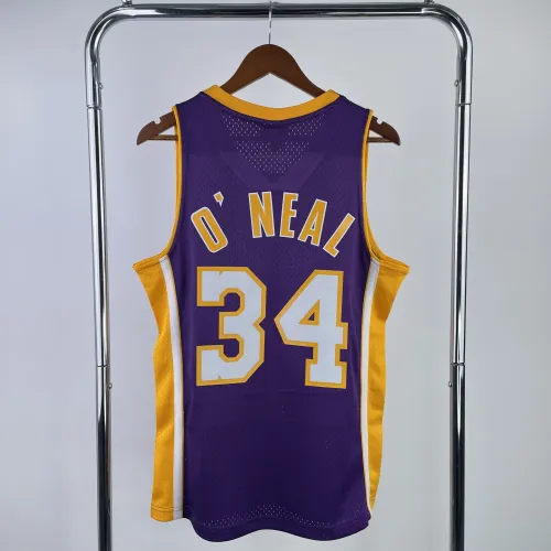 Los Angeles Lakers Mitchell & Ness Retro V-Neck Shaquille O’Neal #34 Purple Men’s Jersey