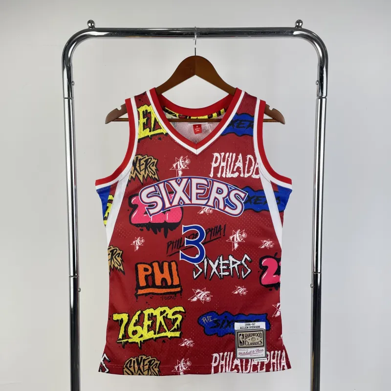 Jersey para homem Mitchell & Ness Retro Allen Iverson #3 dos Philadelphia 76ers