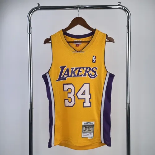 Maglia Los Angeles Lakers Mitchell & Ness Retro V-Neck Shaquille O'Neal #34 Uomo Giallo
