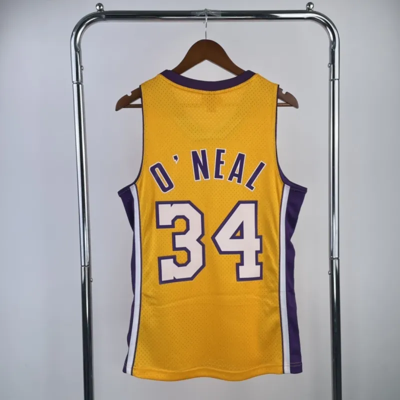 Los Angeles Lakers Mitchell & Ness Retro V-Neck Shaquille O’Neal #34 Yellow Men’s Jersey
