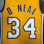 Los Angeles Lakers Mitchell & Ness Retro V-Neck Shaquille O’Neal #34 Yellow Men’s Jersey
