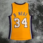 Los Angeles Lakers Mitchell & Ness Retro V-Neck Shaquille O’Neal #34 Yellow Men’s Jersey