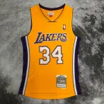Los Angeles Lakers Mitchell & Ness Retro V-Neck Shaquille O’Neal #34 Yellow Men’s Jersey