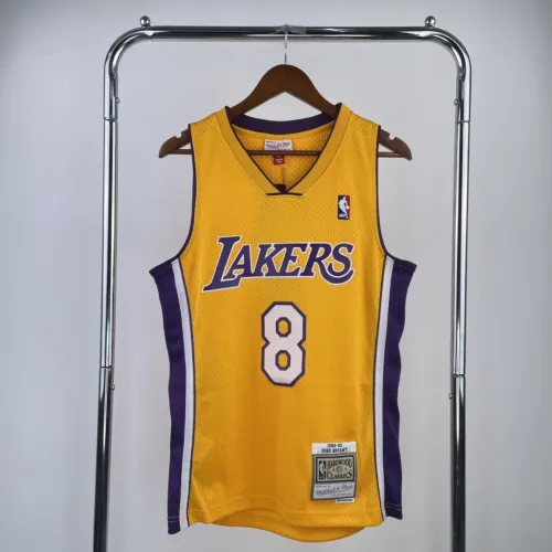 Los Angeles Lakers Mitchell & Ness Retro V-Ausschnitt Kobe Bryant #8 Gelb Männer Jersey