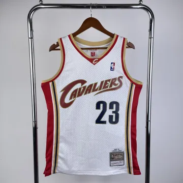 2004/05 Cleveland Cavaliers Mitchell & Ness Classic Wit LeBron James #23 Heren Jersey