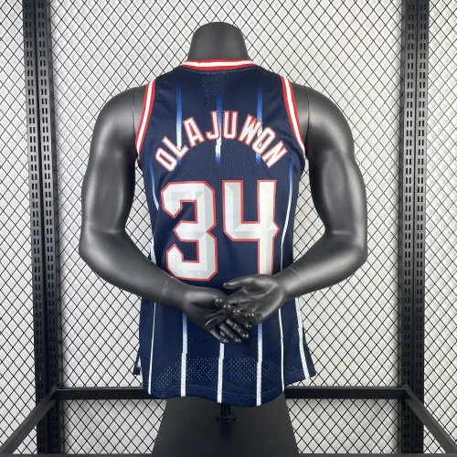 1996/97 Houston Rockets Mitchell & Ness Retro Hakeem Olajuwon #34 Camisola para homem