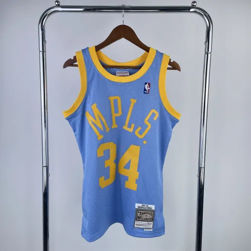 Camisola masculina azul Mitchell & Ness Retro Shaquille O'Neal #34 dos Los Angeles Lakers