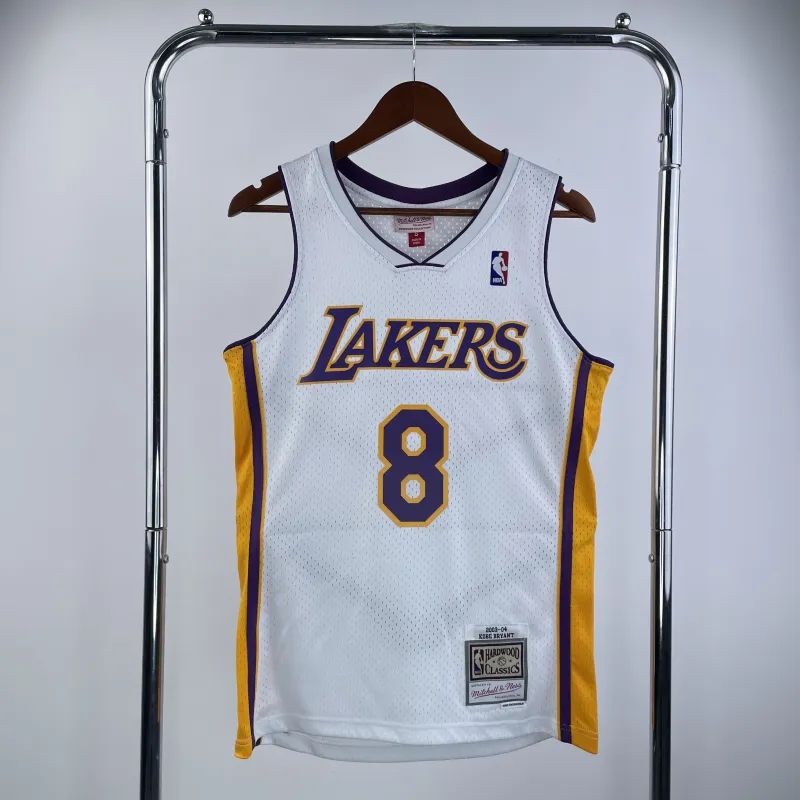 Los Angeles Lakers Mitchell & Ness Retro V-Neck Kobe Bryant #8 White Men’s Jersey