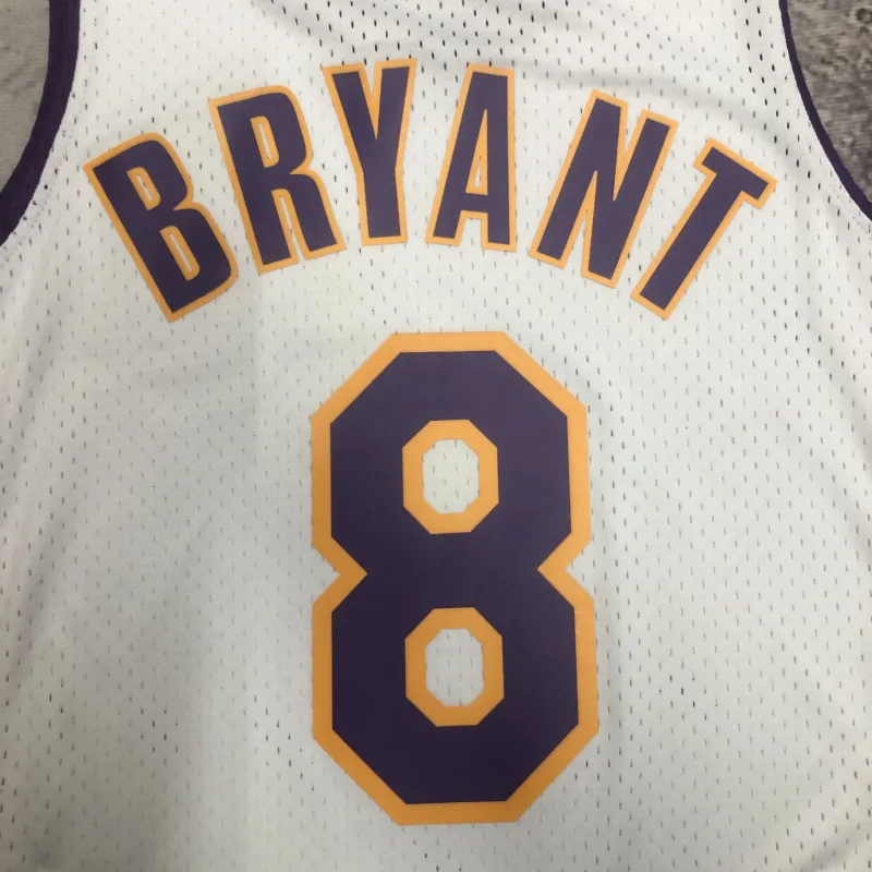 Los Angeles Lakers Mitchell & Ness Retro V-Neck Kobe Bryant #8 White Men’s Jersey