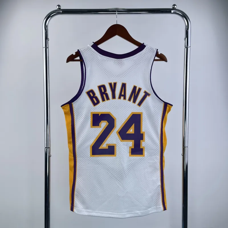 Los Angeles Lakers Mitchell & Ness Retro V-Neck Kobe Bryant #24 White Men's Jersey