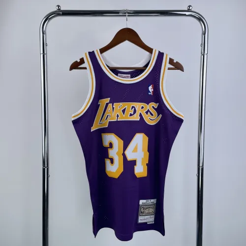 1996/97 Los Angeles Lakers Mitchell & Ness Retro Shaquille O'Neal #34 Camisola roxa para homem