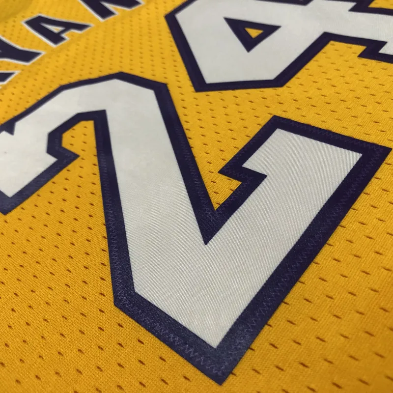2008/09 Los Angeles Lakers Mitchell & Ness Retro V-Neck Kobe Bryant #24 Yellow Men’s Jersey