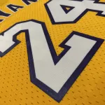 2008/09 Los Angeles Lakers Mitchell & Ness Retro V-Neck Kobe Bryant #24 Yellow Men’s Jersey