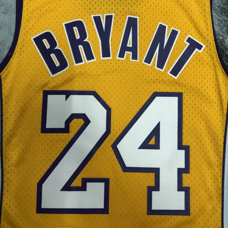 2008/09 Los Angeles Lakers Mitchell & Ness Retro V-Neck Kobe Bryant #24 Yellow Men’s Jersey