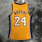 2008/09 Los Angeles Lakers Mitchell & Ness Retro V-Neck Kobe Bryant #24 Yellow Men’s Jersey