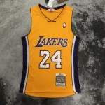 2008/09 Los Angeles Lakers Mitchell & Ness Retro V-Neck Kobe Bryant #24 Yellow Men’s Jersey