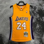 2008/09 Los Angeles Lakers Mitchell & Ness Retro V-Neck Kobe Bryant #24 Yellow Men’s Jersey
