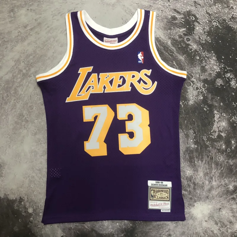 Los Angeles Lakers Mitchell & Ness Retro Dennis Rodman #73 Purple Men’s Jersey